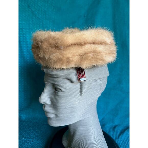 Vintage pill box hat fur with combs - Picture 2 of 11